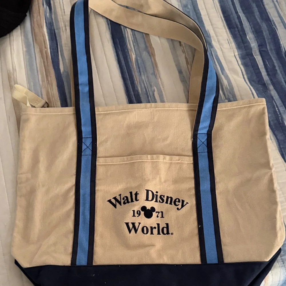 Disney Tan and Blue Canvas Tote - Picture 1 of 5